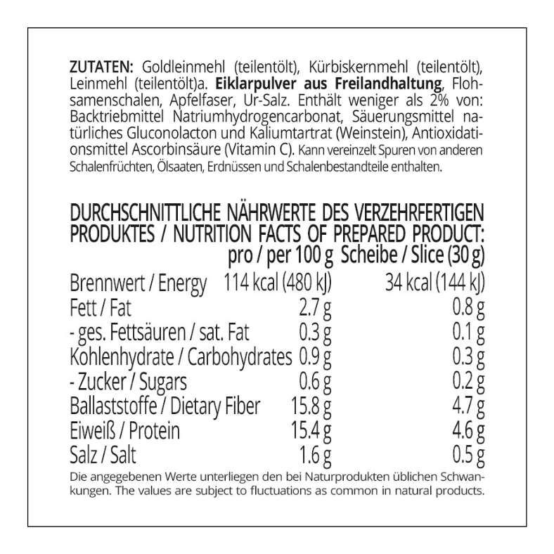 Todtnauer Hüttenbrot low-carb keto glutenfrei nussfrei paleo Eiweißbrot Backmischung