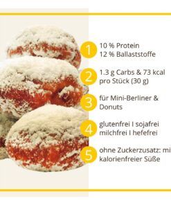 Mini-Berliner & Donuts Backmischung low carb glutenfrei Krapfen zuckerfrei zum Frittieren