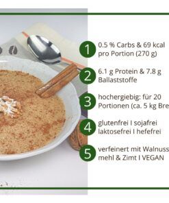 Frühstücksbrei low carb glutenfrei vegan WALNUSS-ZIMT 400 g