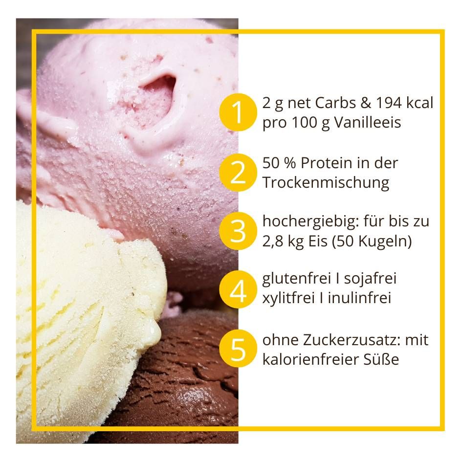 Eiscremezauber Eismischung Eispulver Eisbasis low-carb glutenfrei OHNE Zuckerzusatz