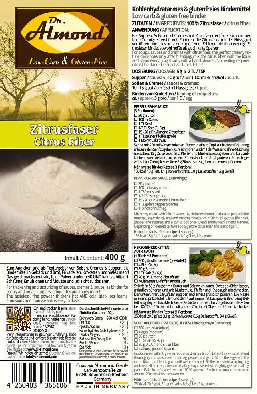 Zitrusfaser low-carb Bindemittel Mehlschwitze Saucenbinder Soßenbinder glutenfreier Stärkeersatz