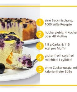 KUCHENZAUBER Classic Backmischung für Kuchen, Muffins, Pfannkuchen und mehr – low-carb, glutenfrei, sojafrei, keto Kuchenmischung