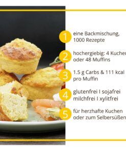 KUCHENZAUBER Ungesüsst Backmischung für süße & herzhafte Kuchen, Muffins, Pfannkuchen und mehr | low-carb | glutenfrei, sojafrei, keto, paleo Kuchenmischung