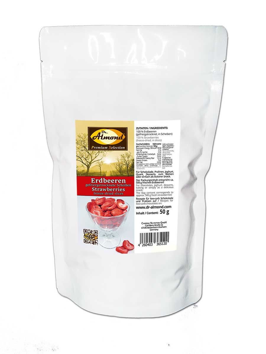 512_Erdbeerscheiben gefriergetrocknete Erdbeeren low carb Snack