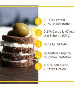 Kerniges Schwarzbrot low-carb keto glutenfrei paleo VEGAN Eiweissbrot Backmischung mit Chia ALLERGENFREI