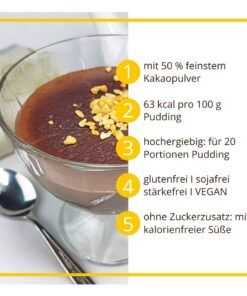 Pudding SCHOKOLADE low-carb glutenfrei keto – Puddingpulver ohne Stärke zuckerfrei laktosefrei vegan