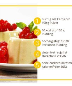 Pudding VANILLE low-carb glutenfrei keto – Puddingpulver ohne Stärke zuckerfrei laktosefrei vegan