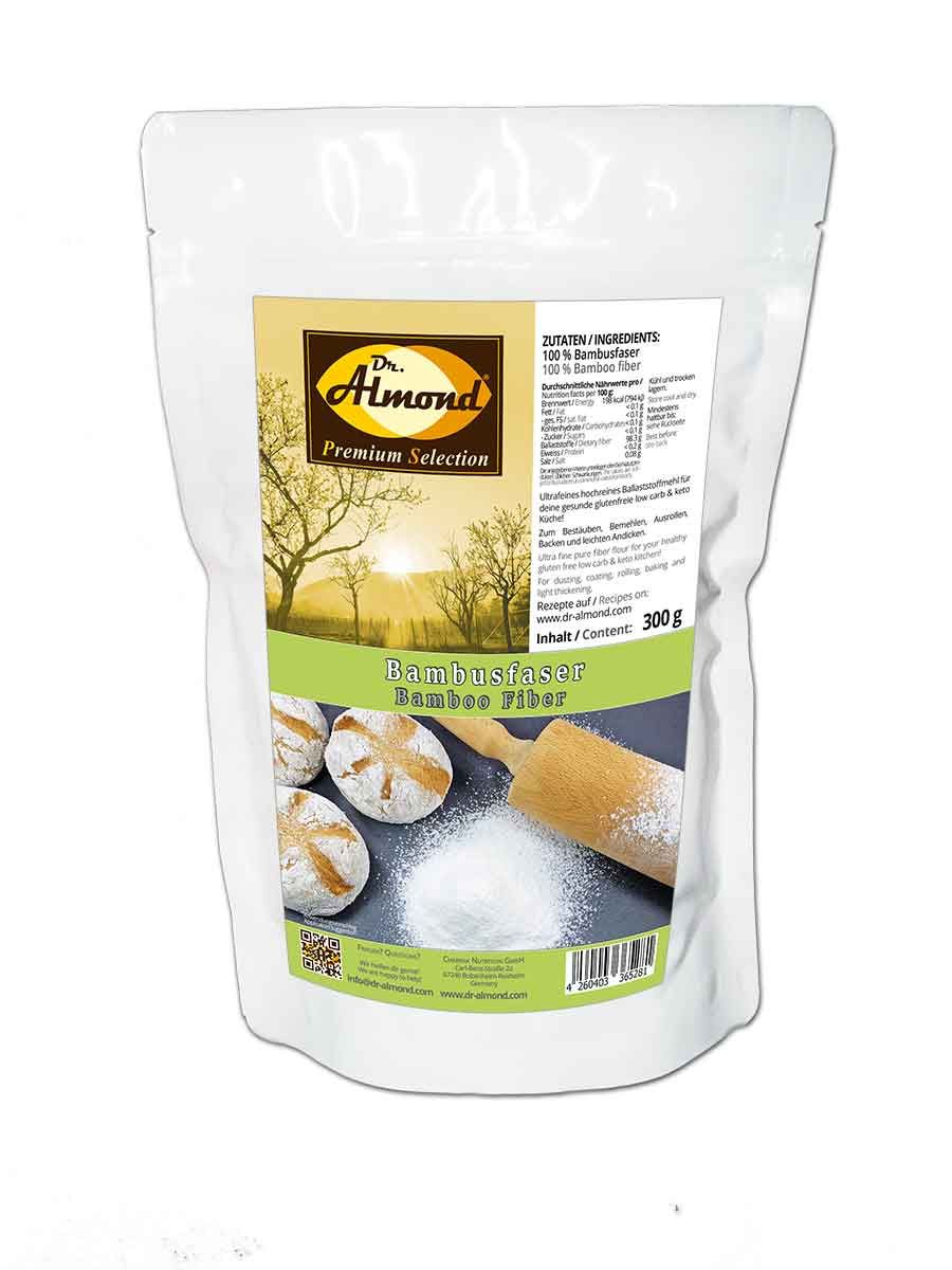 Bambusfaser Ballaststoffmehl low carb glutenfrei - Kartoffelfaser-Ersatz mit 0 % Kohlenhydraten - Zum Backen, Bemehlen & Ausrollen