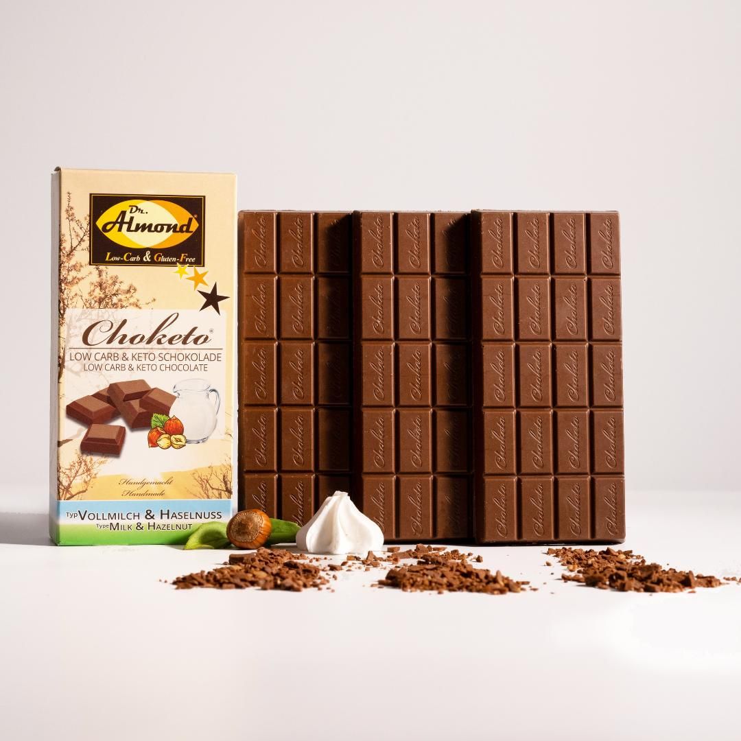 Keto Schokolade VOLLMILCH & HASELNUSS – 3 Tafeln