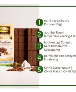 Keto Schokolade VOLLMILCH & HASELNUSS – 3 Tafeln