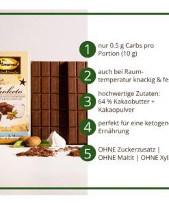 CHOKETO Low Carb & Keto Schokolade Typ VOLLMILCH & MANDEL – 3 Tafeln – handgemacht