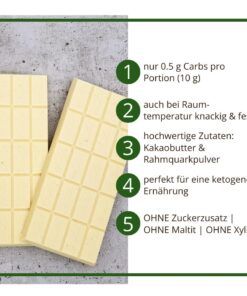 CHOKETO Low Carb & Keto Schokolade WEISSE JOGHURT-QUARK PUR – 3 Tafeln – handgemacht