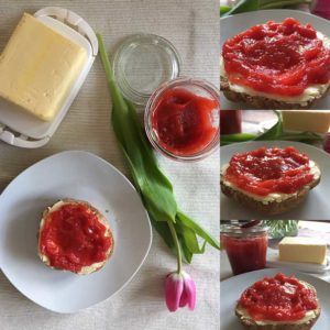 Rezept Erdbeer-Rhabarber-Weißwein-Marmelade lowcarb