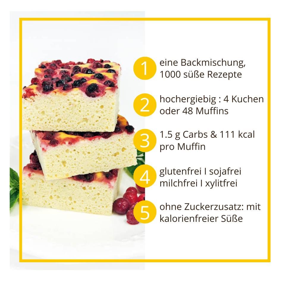 KUCHENZAUBER PUR Backmischung für Kuchen, Muffins und mehr – low-carb, glutenfrei, sojafrei, keto Kuchenmischung
