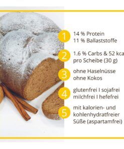 Walnuss-Zimt Brioche Backmischung für low carb keto & glutenfreies Eiweissgebäck
