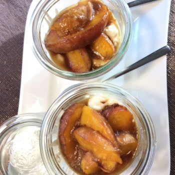 Rezept Milchreisdessert mit Joghurt und karamellisierten Pfirsichen