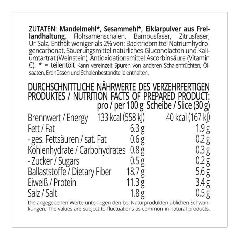 BAGUETTE & CIABATTA low-carb glutenfrei paleo keto Eiweißbrot Backmischung (für 2 Stück)