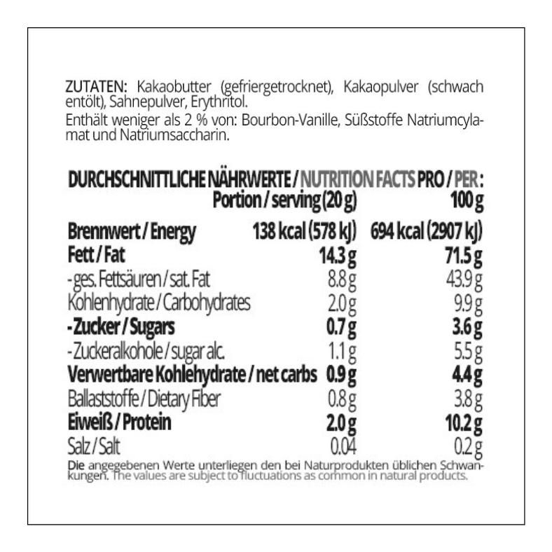 Schokoladenzauber SCHWARZE SAHNE – low-carb & keto Schokolade ohne Zuckerzusatz in Pulverform zum Selberschmelzen in 2 min