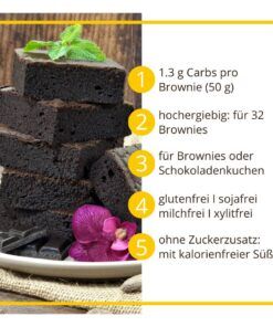 BROWNIEZAUBER Backmischung für saftige Brownies, Muffins & Kuchen – low carb, glutenfrei, sojafrei, keto | OHNE Zuckerzusatz | OHNE Xylit