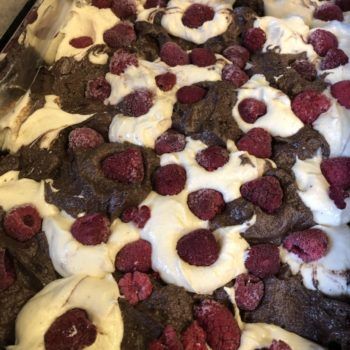 Rezept Cheesecake-Brownies mit Himbeeren lowcarb glutenfrei