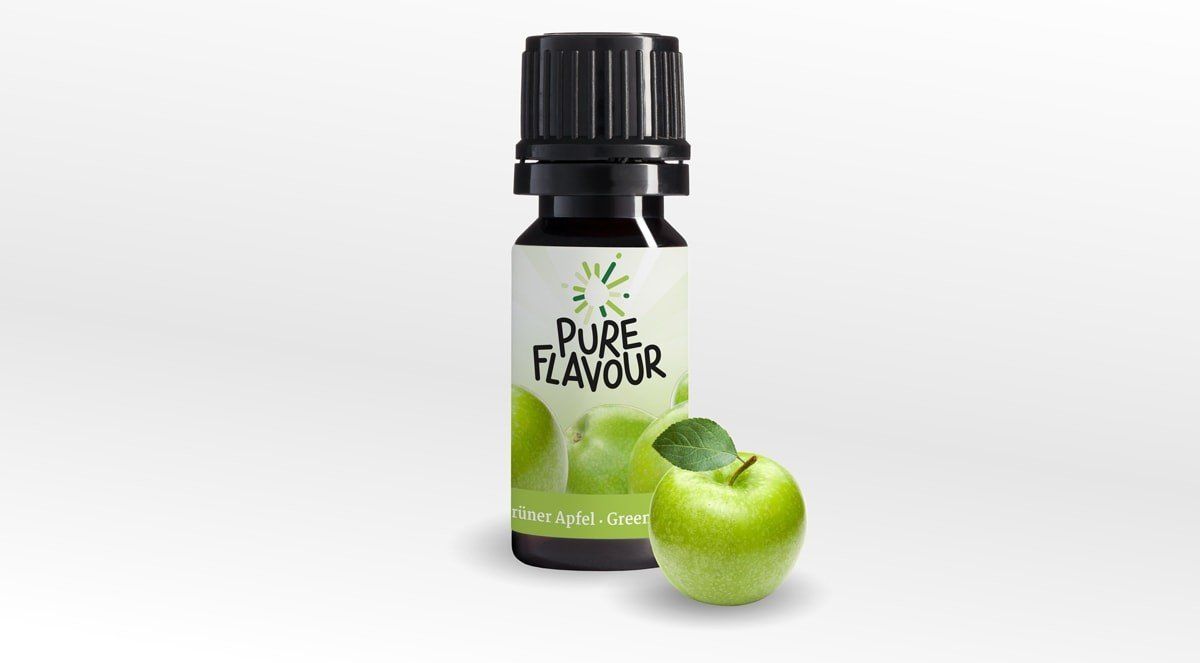 Pure Flavour GRÜNER APFEL Natürliches Aroma 30 ml Tropfen Drops ungesüsst zuckerfrei
