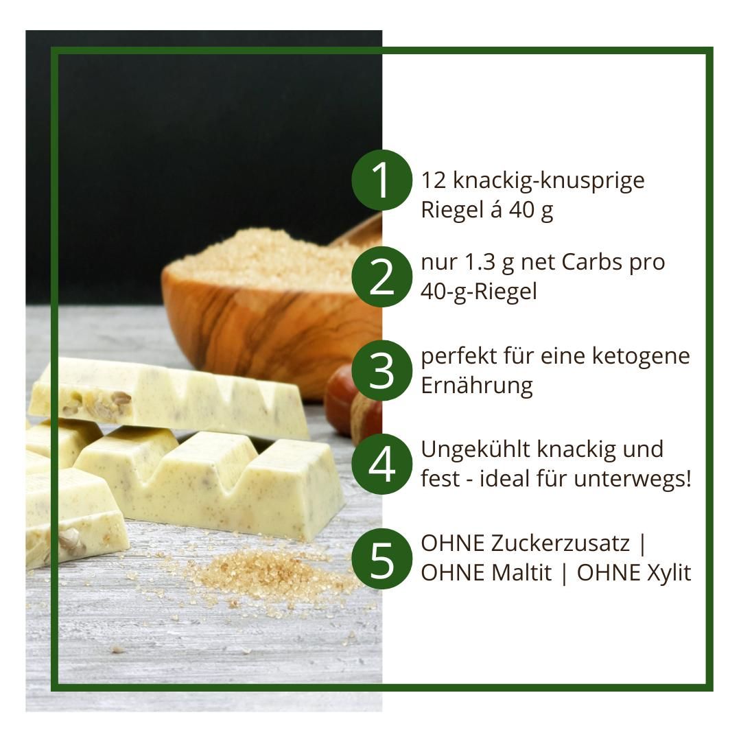 Choketo RIEGEL Haselnuss-Karamell-Crunch Müsli | low carb & keto Schokolade | handgemacht | ohne Zuckerzusatz | 12er Pack