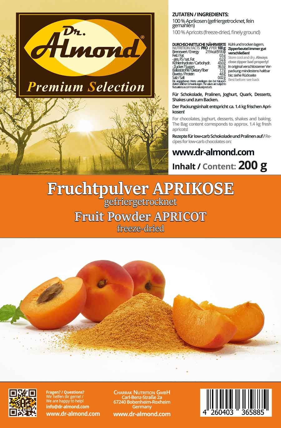 Fruchtpulver APRIKOSE Aprikosenpulver gefriergetrocknet 100% Natur