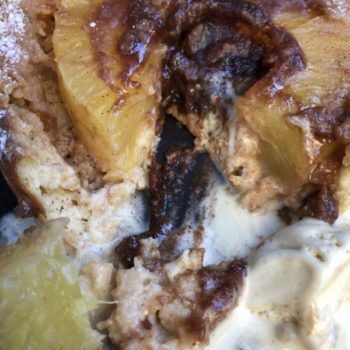 Rezept Ananas-Pancake-Dessert mit Nougatkern lowcarb