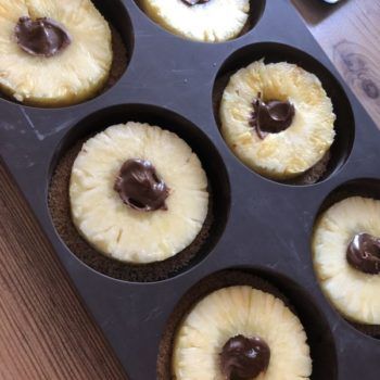 Rezept Ananas-Pancake-Dessert mit Nougatkern lowcarb