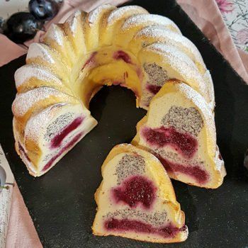 Rezept Rahm Mohn Zwetschgen-Pflaumen Gugelhupf lowcarb glutenfrei kalorienarm
