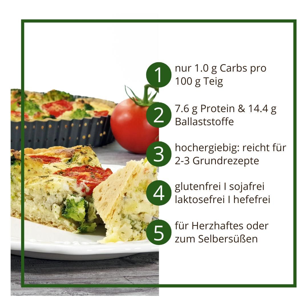 MANDELTEIG Ungesüsst Backmischung für Kuchen, Kuchenböden, Brote und Brötchen low carb glutenfrei sojafrei keto