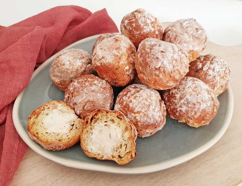 Rezept Schinken Brandteigkrapferl mit Frischkäsefülle lowcarb glutenfrei