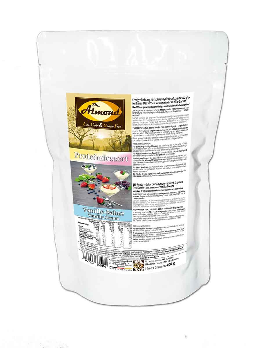 Proteindessert VANILLE-SAHNE Dessertcreme low carb glutenfrei ohne Zuckerzusatz