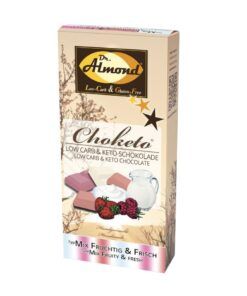 CHOKETO Low Carb & Keto Schokolade MIX-Paket FRUCHTIG & FRISCH – Joghurt-Quark + Erdbeer-Sahne + Himbeer-Joghurt – 3 Tafeln – handgemacht