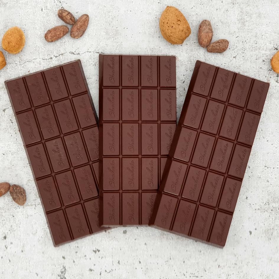 CHOKETO Low Carb & Keto Schokolade ZARTBITTER & MANDEL – 3 Tafeln – handgemacht – ohne Zuckerzusatz