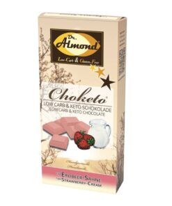 CHOKETO Low Carb & Keto Schokolade ERDBEER-SAHNE – 3 Tafeln – handgemacht
