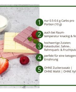 CHOKETO Low Carb & Keto Schokolade MIX-Paket FRUCHTIG & FRISCH – Joghurt-Quark + Erdbeer-Sahne + Himbeer-Joghurt – 3 Tafeln – handgemacht