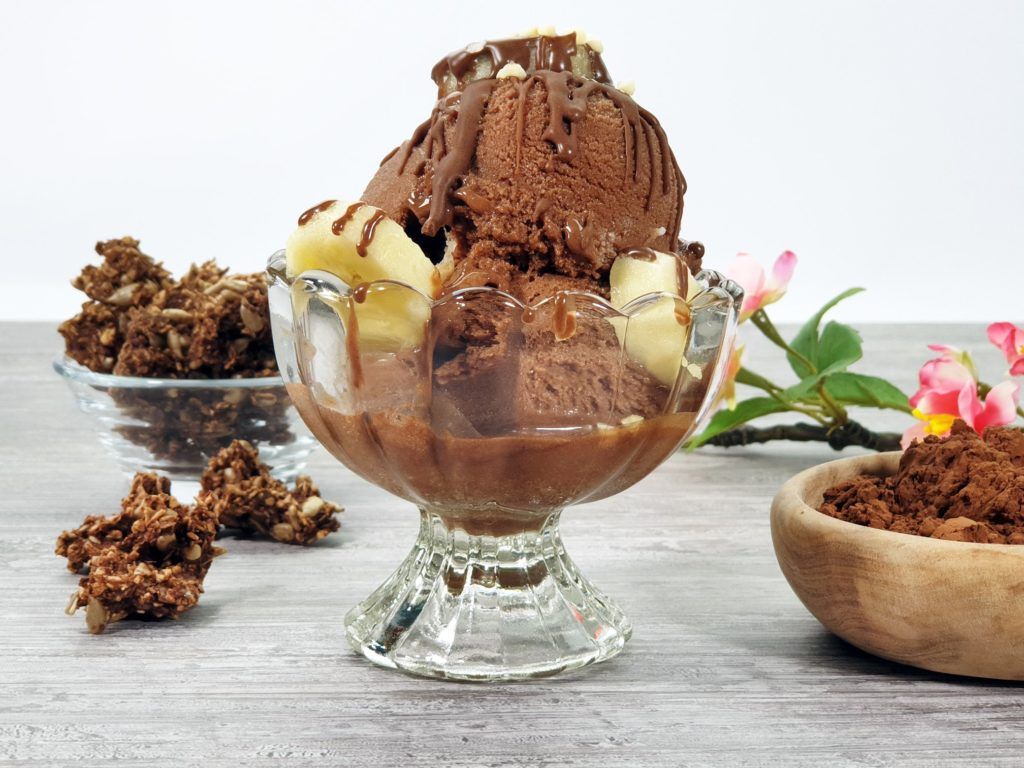 Rezept Kollagen-Protein-Eis Schoko-Banane lowcarb kalorienarm