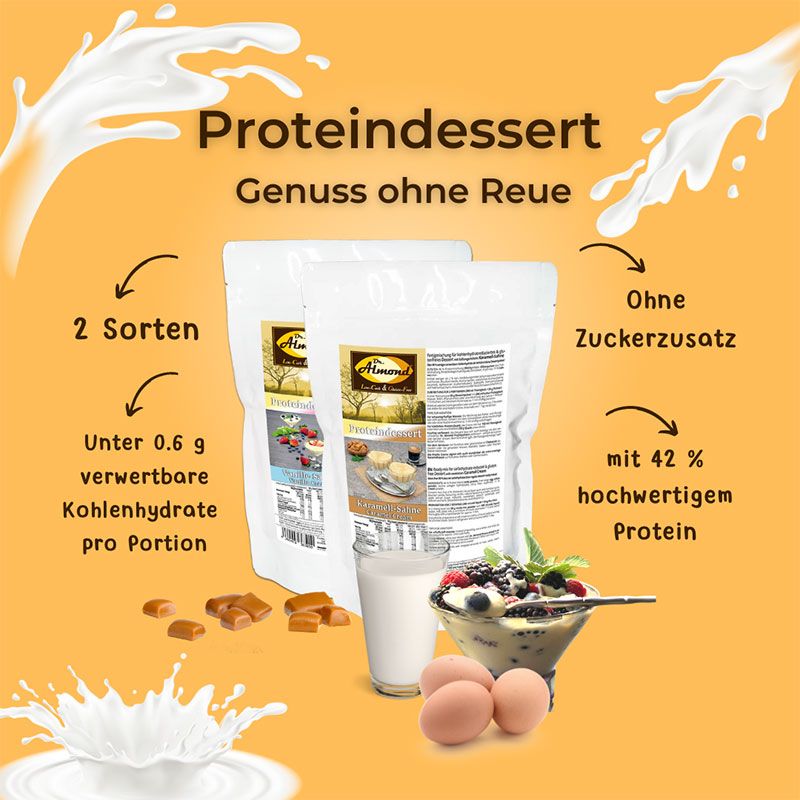 Proteindessert Dessertcreme low carb glutenfrei ohne Zuckerzusatz