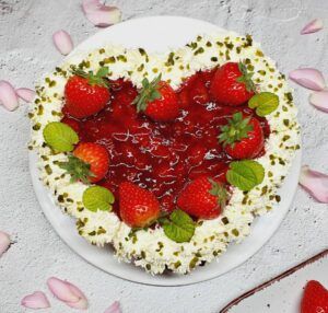 Rezept Joghurt Rhababer Erdbeer Torte lowcarb keto glutenfrei