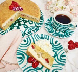 Rezept Himbeer Rhabarber Pudding Kuchen lowcarb glutenfrei keto