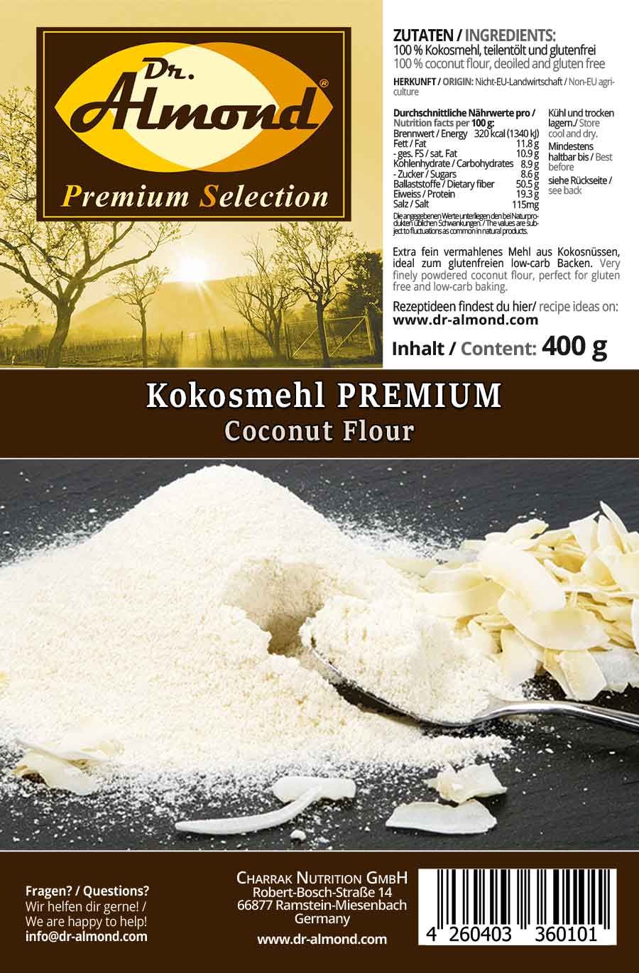 Kokosmehl PREMIUM teilentölt & glutenfrei 400 g – Bild 3