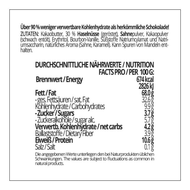 CHOKETO Low Carb & Keto Schokolade KARAMELLMILCH & HASELNUSS – 3 Tafeln – handgemacht – ohne Zuckerzusatz
