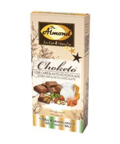 CHOKETO Low Carb & Keto Schokolade MIX KARAMELLMILCH – PUR + MANDEL + HASELNUSS – 3 Tafeln – handgemacht