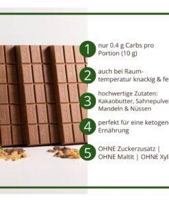 CHOKETO Low Carb & Keto Schokolade MIX KARAMELLMILCH – PUR + MANDEL + HASELNUSS – 3 Tafeln – handgemacht