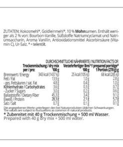 Frühstücksbrei low carb glutenfrei vegan MOHN-VANILLE 400 g