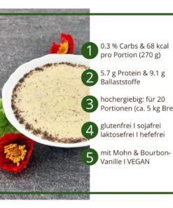 Frühstücksbrei low carb glutenfrei vegan MOHN-VANILLE 400 g