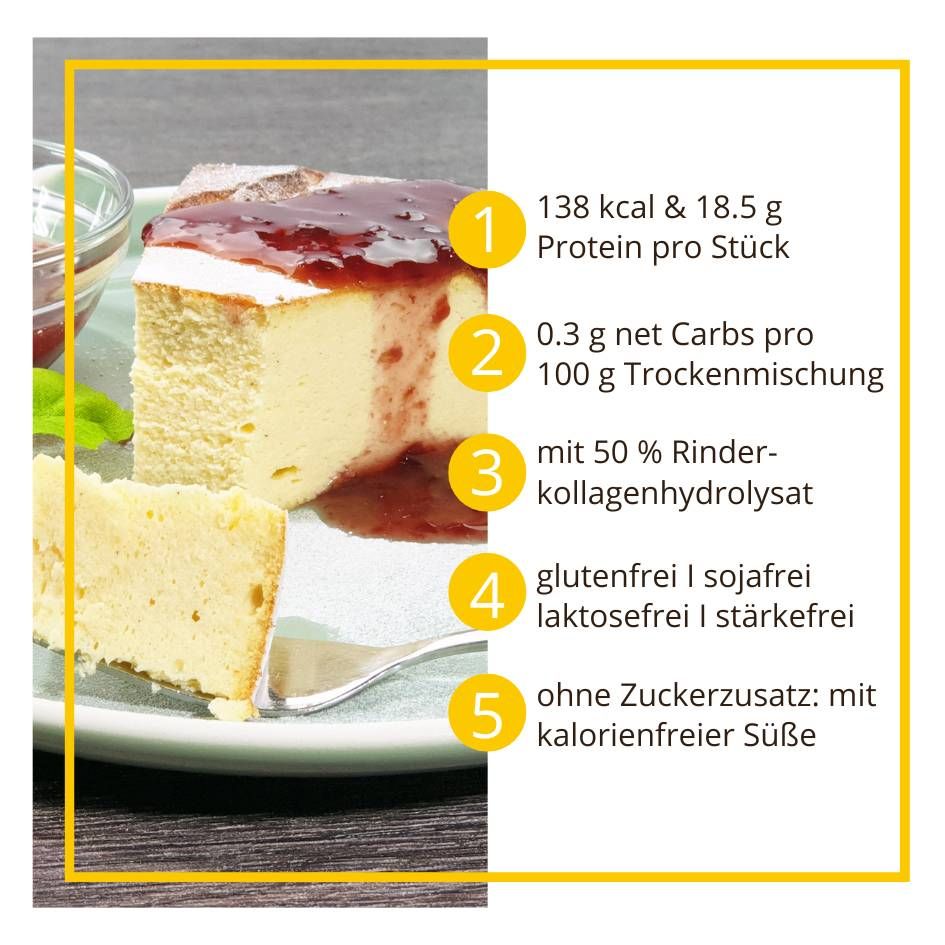 KÄSEKUCHENZAUBER KOLLAGEN Fertigmischung für Protein-Käsekuchen – low-carb, glutenfrei, sojafrei, keto Käsekuchenhilfe