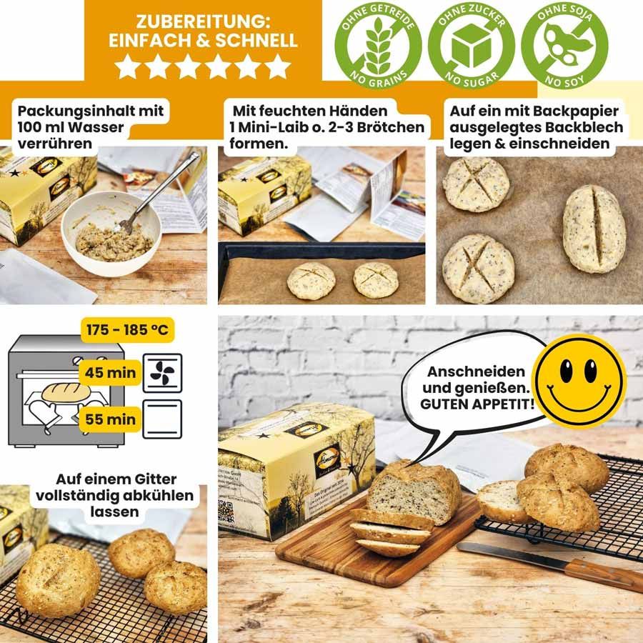 LOW CARB PROBIERBOX 1: Unsere beliebtesten Brotbackmischungen | mit 6 Probepäckchen zum Testen | glutenfrei keto paleo