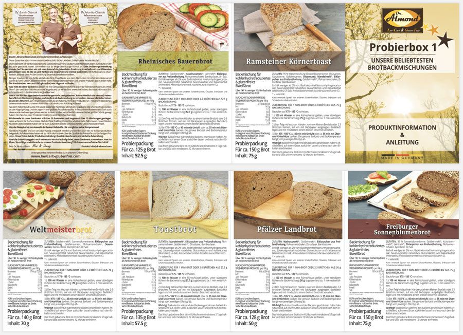 LOW CARB PROBIERBOX 1: Unsere beliebtesten Brotbackmischungen | mit 6 Probepäckchen zum Testen | glutenfrei keto paleo